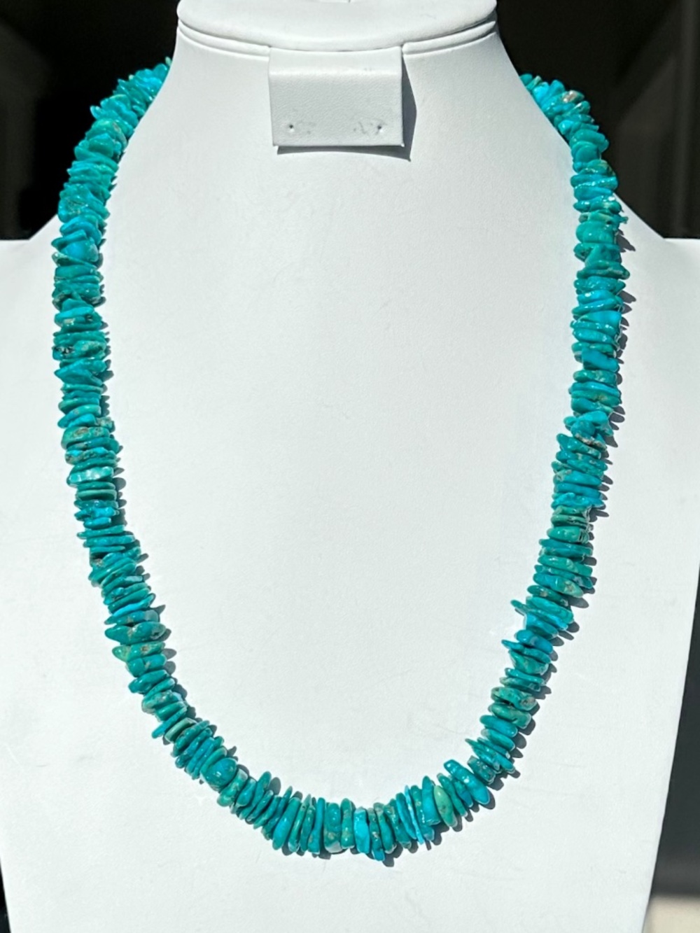 Vintage Native American Kingman Turquoise Heishi Chip Necklace 24"